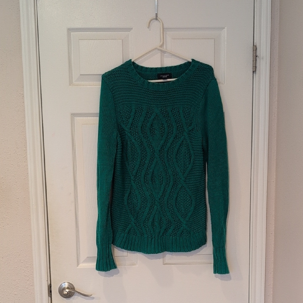 Lands' End Green Cable Knit Sweater